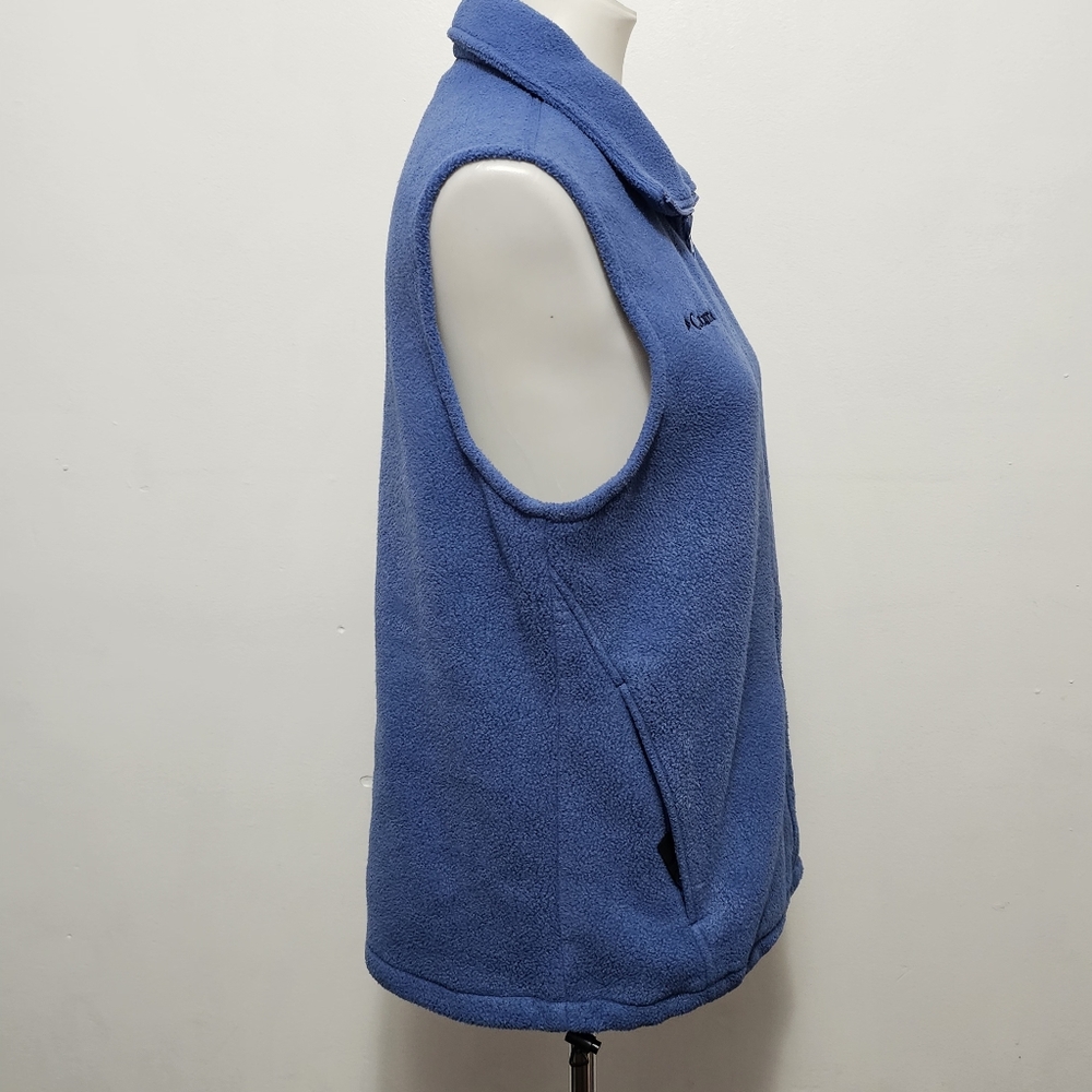 Columbia Blue Fleece Vest Size Medium Rustic Outdoor Blokecore Hiking Camping - Picture 4 of 8